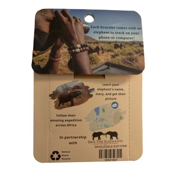 Fahlo Animal Tracking Bracelet, Elephant. Color: Kenya Orchid Pink - Picture 2 of 2
